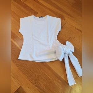 Zara Tunic Blouse With Tie Size Small
